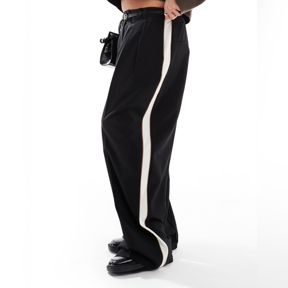 ASOS Curve Tailored Relaxed Pants With Contrast Piping Size 26